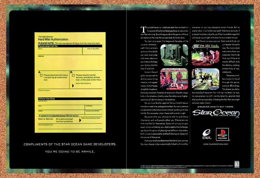 1999 Star Ocean The Second Story PS1 Original Ad v1 - for just $21.49! 