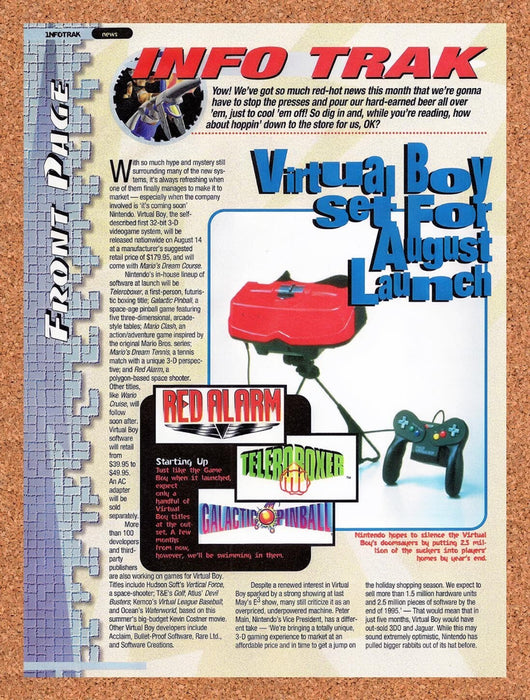 1995 Virtual Boy Launch Day Set Original Ad v6 - for just $17.99! 