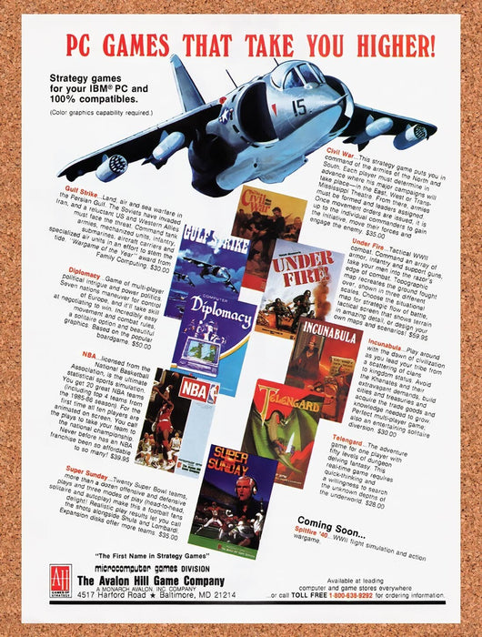 1988 Avalon Hill Game Company IBM Strategy Games Original Ad v1 - for just $17.99! 