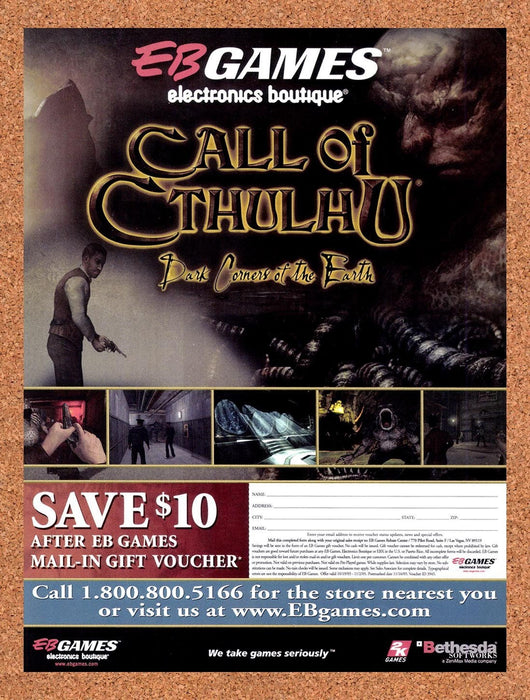 2005 Call Of Cthulhu Dark Corners Of The Earth EB Games Original Advertisement v3 - for just $19.49! 