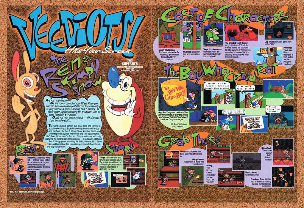 1993 Ren & Stimpy Veediots SNES Original Ad v2 - for just $21.49! 