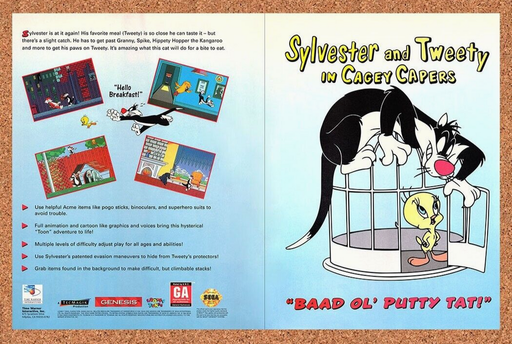 2007 Sylvester And Tweety Cagey Capers Genesis Original Ad - for just $21.49! 