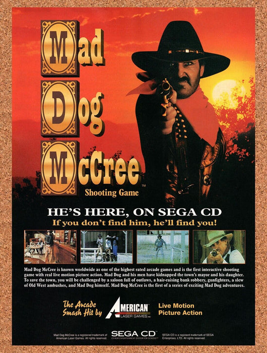 1993 Mad Dog McCree Sega CD Original Ad v2 - for just $18.99! 
