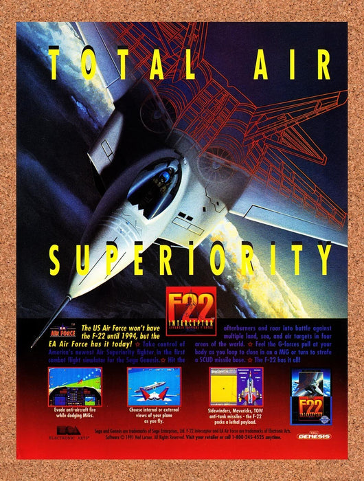 1991 F-22 Interceptor Genesis Original Advertisement v1 - for just $19.49! 