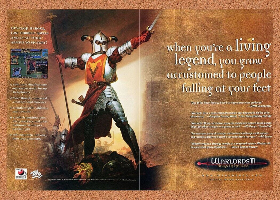 1999 Warlords III Reign Of Heroes PC Original Ad v2 - for just $21.49! 