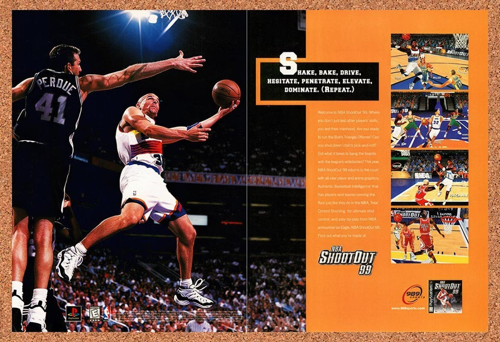 1998 NBA Shootout 99 PS1 Original Advertisement v1 - for just $23.99! 