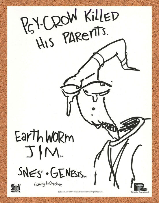 1994 Earthworm Jim Genesis Original Ad - for just $18.99! 