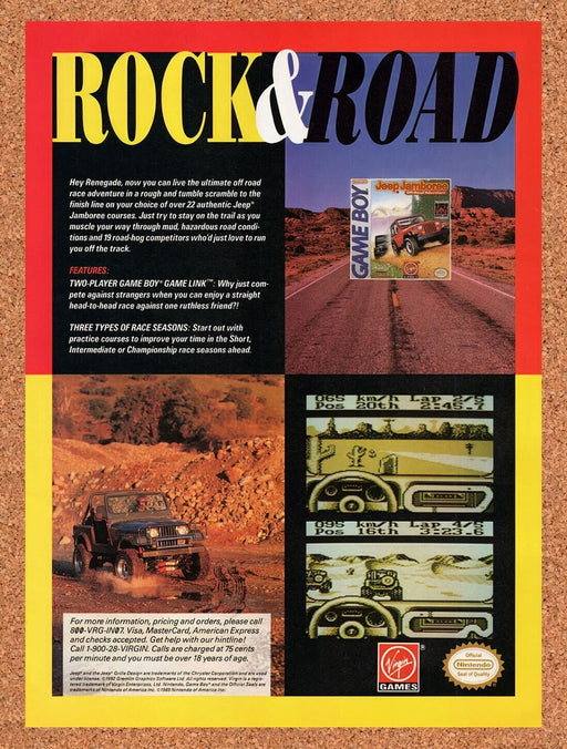 1992 Jeep Jamboree Off-Road Adventure Game Boy Original Ad v1 - for just $17.99! 