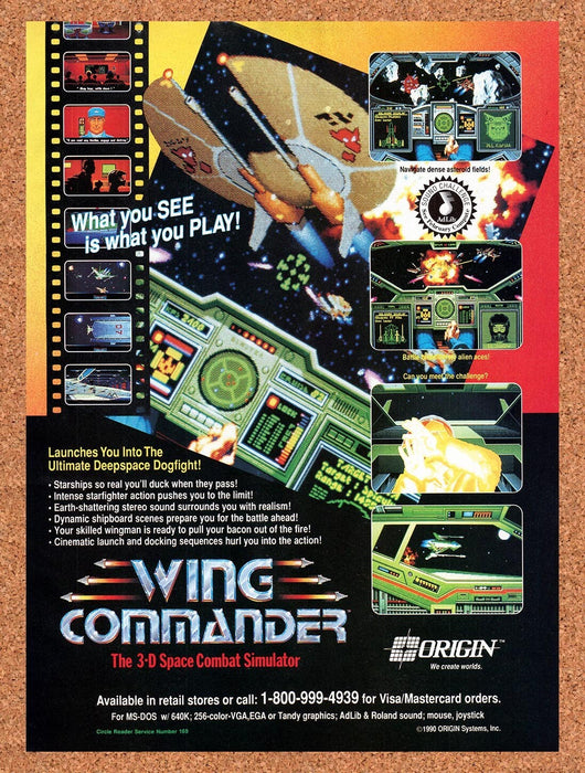 1990 Wing Commander MS-DOS Original Ad v4 - for just $17.99! 