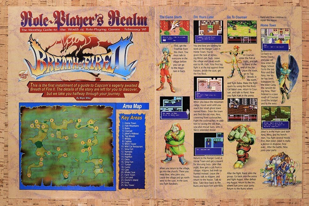 1996 Breath Of Fire II Key Areas Map Original Ad v4 - for just $21.49! 