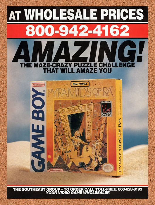 1992 Pyramids Of RA Game Boy Original Ad v1 - for just $17.99! 