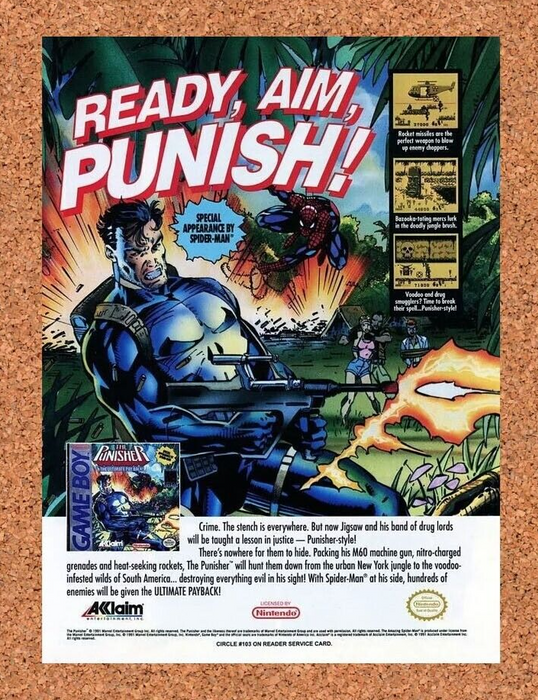 1992 The Punisher Game Boy Original Ad - for just $17.99! 