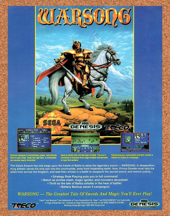 1991 Warsong Genesis Original Ad v1 - for just $17.99! 