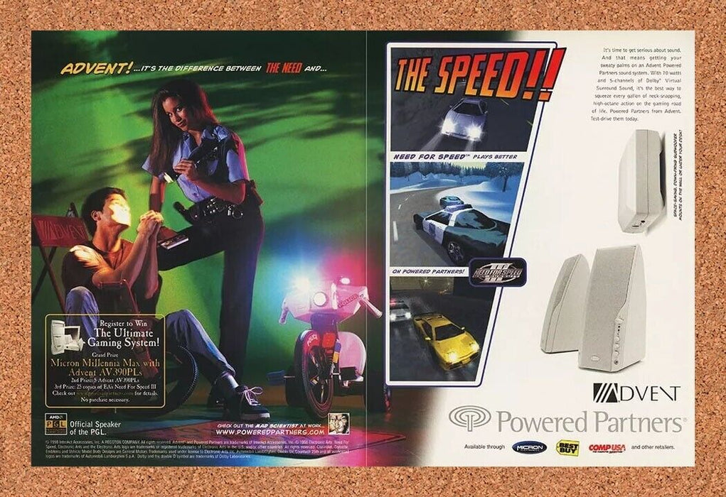 2001 Need for Speed III PC Original Advent Speakers Ad v3 - for just $22.49! 