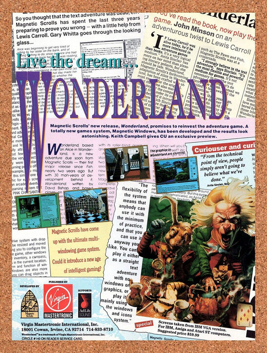 1991 Wonderland Amiga Original Ad v2 - for just $17.99! 