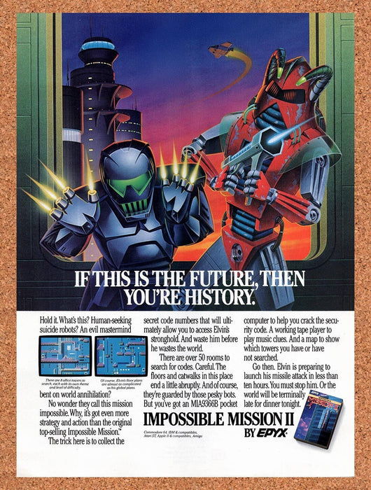 1989 Impossible Mission II Apple II Original Ad v1 - for just $18.29! 