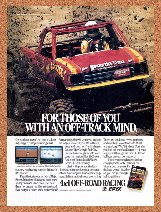 1988 4x4 Off-Road Racing Commodore 64 Original Ad v1 - for just $17.99! 