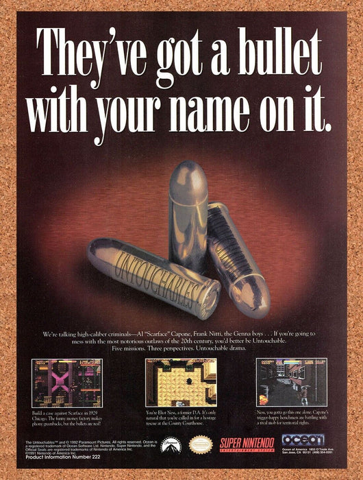 1993 Untouchables SNES Original Ad v1 - for just $17.99! 