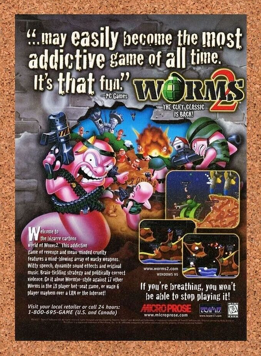 1998 Worms 2 PC Game Original Ad - for just $17.99! 