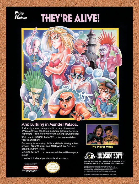 1991 Mendel Palace NES Original Ad v1 - for just $17.99! 