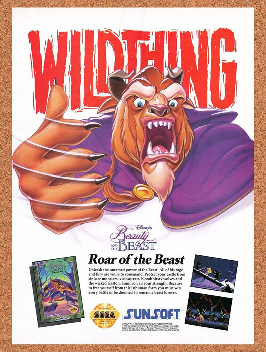 1993 Beauty And The Beast Genesis Original Ad v1 - for just $17.99! 