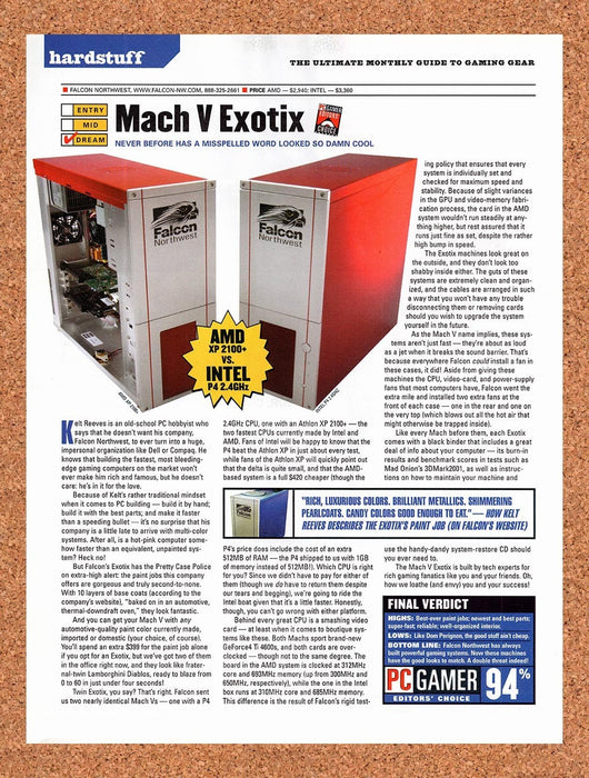 2002 Falcon Northwest Mach V Exotix Original Ad vr4 - for just $19.49! 