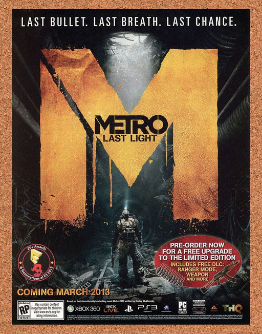 2015 Metro Last Light Xbox 360 Original Ad v1 - for just $18.99! 