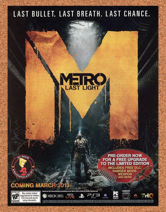 2015 Metro Last Light Xbox 360 Original Ad - for just $18.99! 