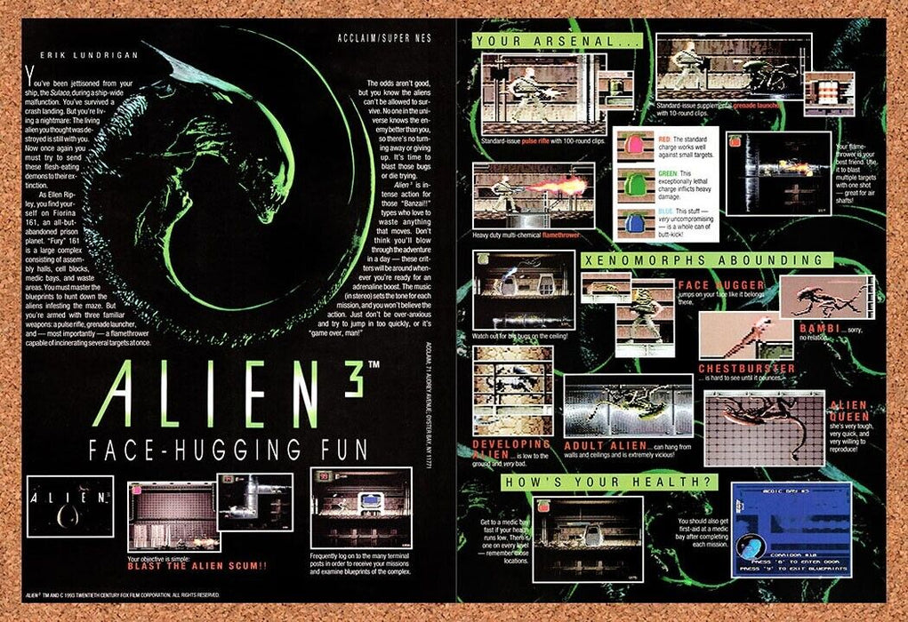 1993 Alien 3 SNES Original Ad v1 - for just $21.49! 