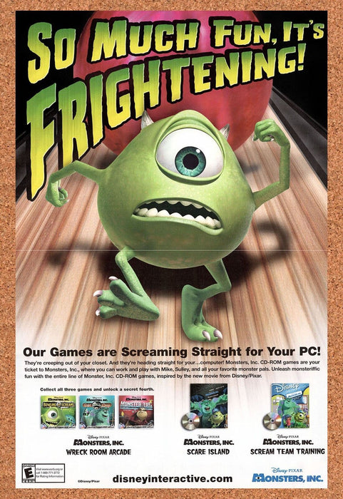 2001 Monsters Inc Scream Team PS1 Original Ad v2 - for just $19.34! 