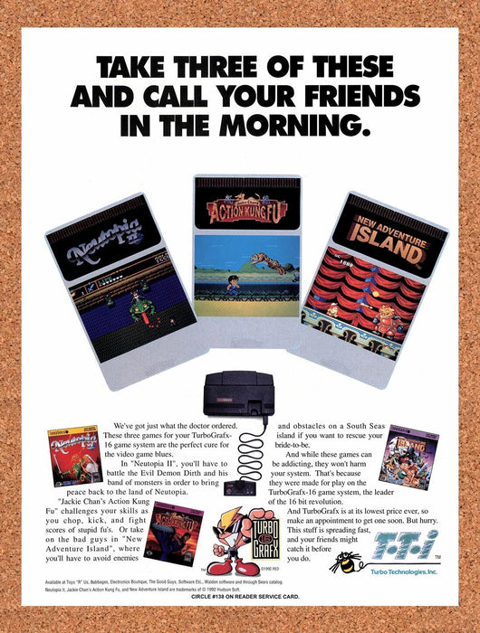 1992 Hudson Soft TurboGrafx-16 Games Original Ad v4 - for just $17.99! 