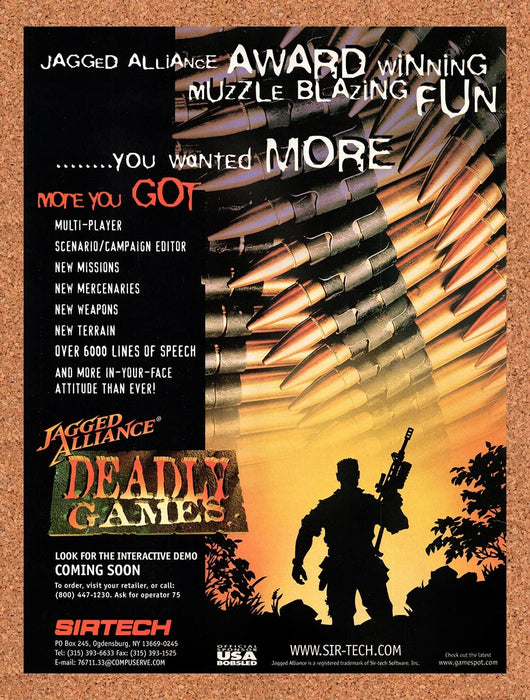 1996 Jagged Alliance Deadly Games PC Original Ad v1 - for just $17.99! 