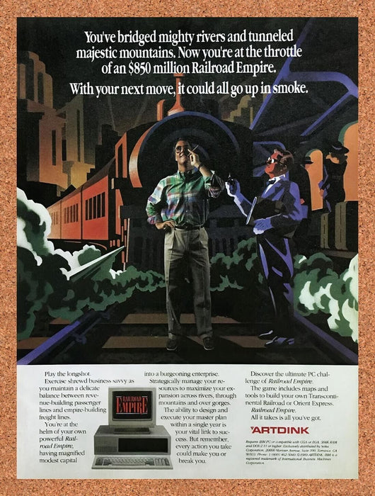 1990 Railroad Empire IBM Original Ad v1 - for just $15.29! 