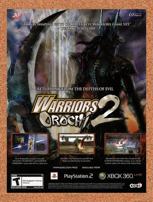 2008 Warriors Orochi 2 Xbox 360 Original Ad v1 - for just $17.99! 