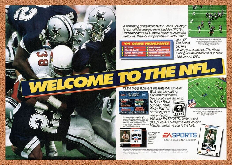 1995 Madden 94 SNES Original Ad v1 - for just $21.49! 