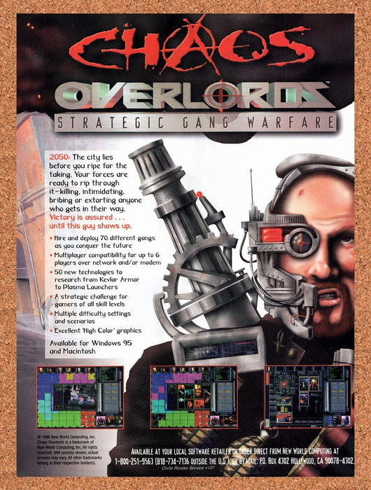 1996 Chaos Overlords Strategic Gang Warfare PC Original Ad v1 - for just $17.99! 