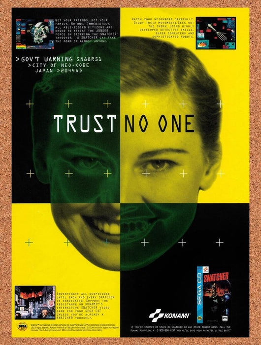 1995 Snatcher Sega CD Original Ad v1 - for just $17.99! 