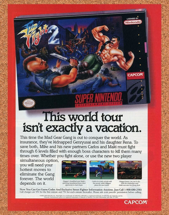 1995 Final Fight 2 SNES SFC Original Ad - for just $17.99! 