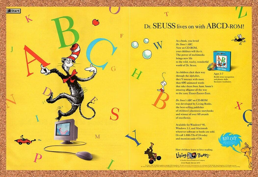 1995 Dr Seuss ABCD-ROM PC Original Ad - for just $21.49! 