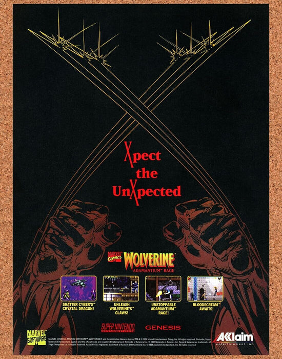 1994 Wolverine Adamantium Rage SNES Original Ad - for just $17.99! 