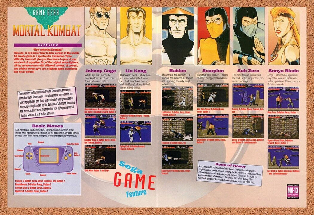 1993 Mortal Kombat Game Gear Original Ad v16 - for just $21.49! 