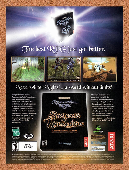 2003 Neverwinter Nights The Shadows Of Undrentide PC Original Ad v3 - for just $17.99! 