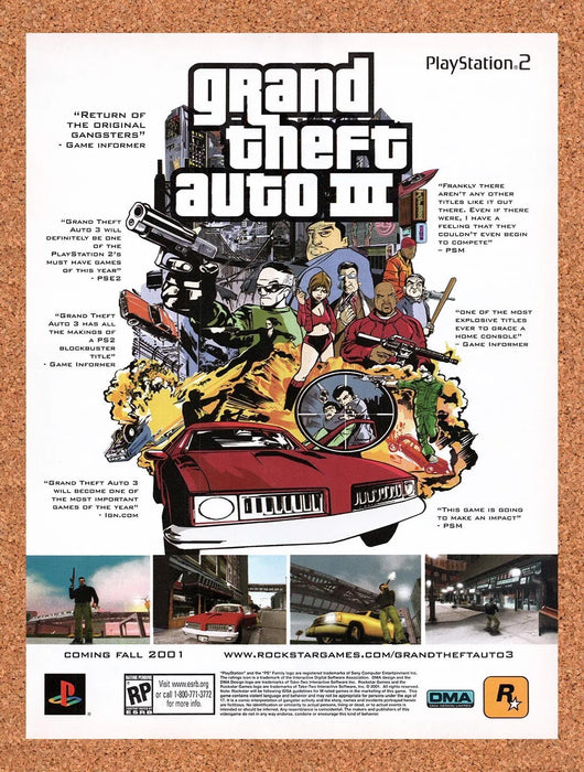 2001 Grand Theft Auto III PS2 Original Advertisement v1 - for just $19.49! 