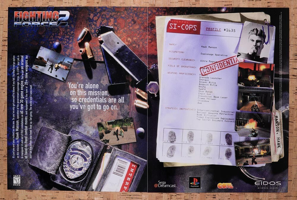 1999 Fighting Force 2 Dreamcast Original Ad v3 - for just $21.49! 