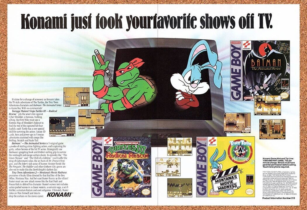 1993 Konami Game Boy Games Original Ad v7 - for just $21.49! 