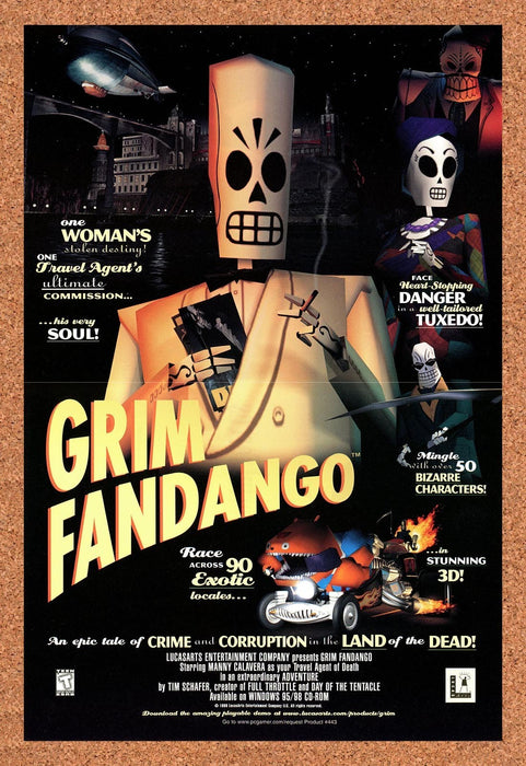 1998 Grim Fandango PC Original Ad v2 - for just $26.49! 