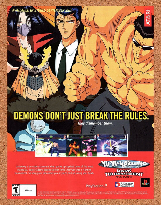 2004 Yu-Yu Hakusho Dark Tournament PS2 Original Ad - for just $17.99! 
