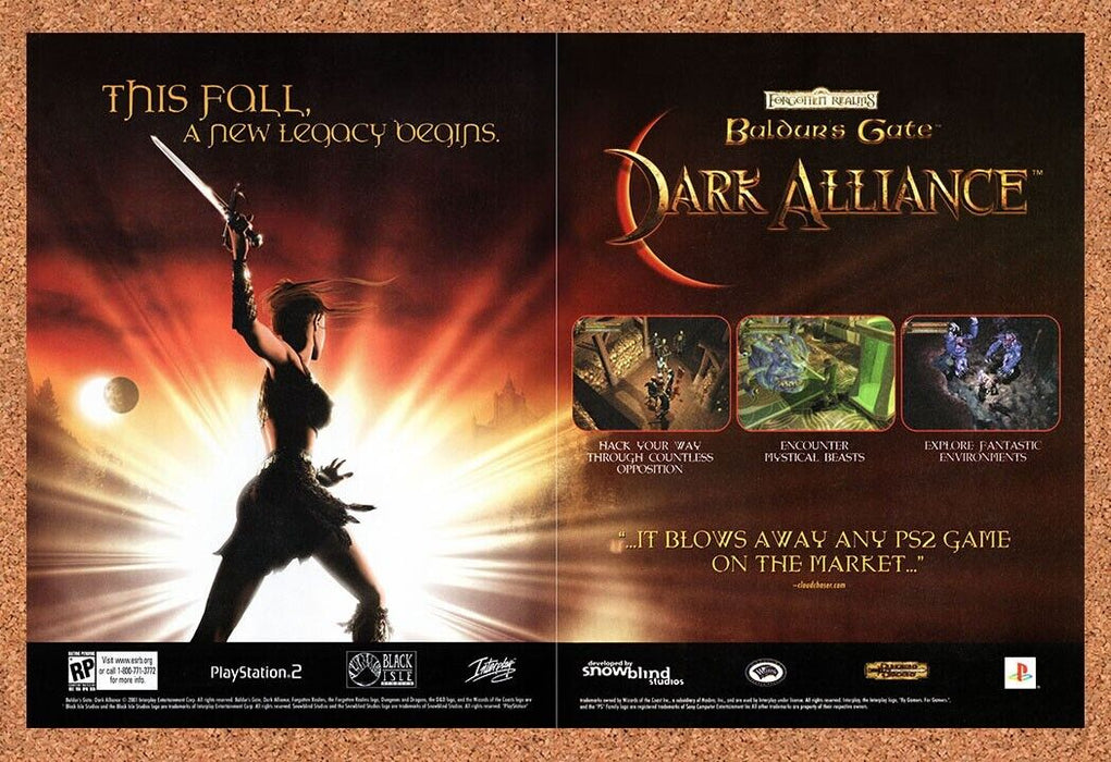 2001 Baldur's Gate Dark Alliance PS2 Original Ad v1 - for just $19.34! 