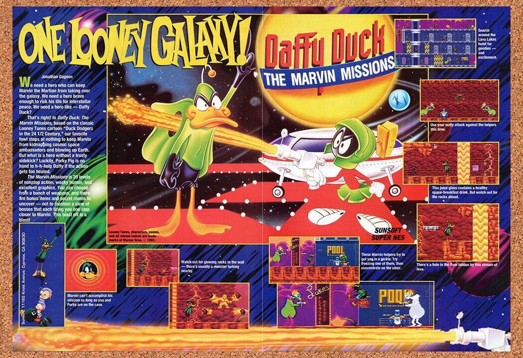1993 Daffy Duck The Marvin Missions SNES Original Ad v1 - for just $21.49! 