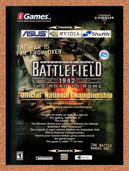 2003 Battlefield 1942 Road To Rome Official National Championship Original Advertisement v1 - for just $19.49! 